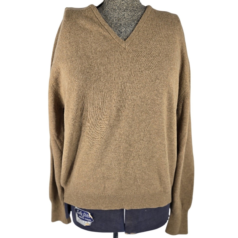 Byford Vintage Made in England‎ 100% Lambswool V Neck Sweater Tan Mens 42